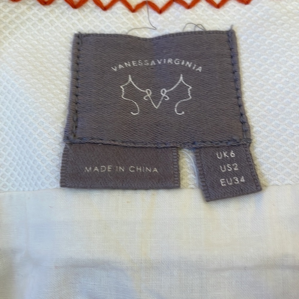 ANTHROPOLOGIE Mini Skirt Small Size 6 Off White rust red orange lined EUC ANTHRO - Picture 6 of 7